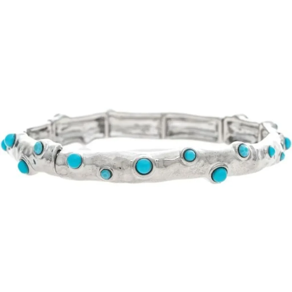 Rain Jewelry : Silver Turquoise Gem Dotted Stretch Bracelet