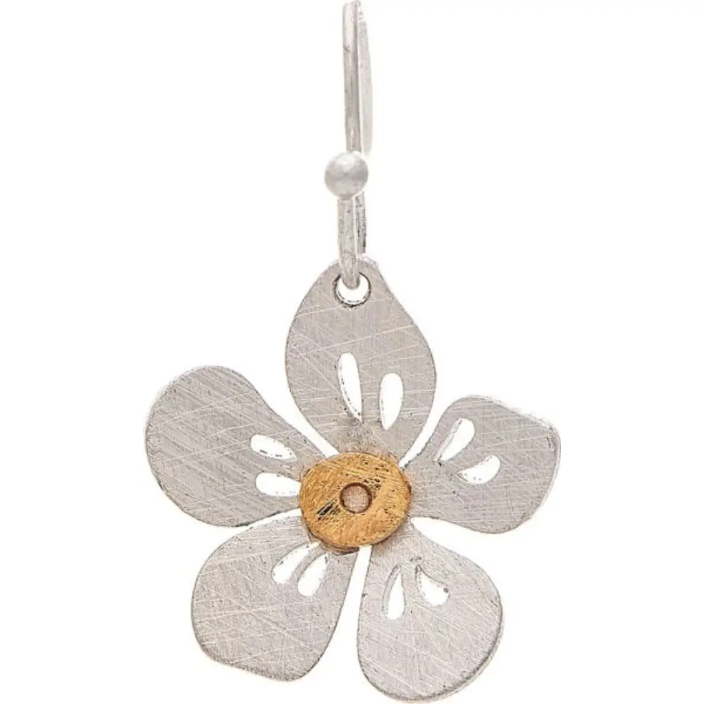 Rain Jewelry : Two-Tone Brass Flower Earring