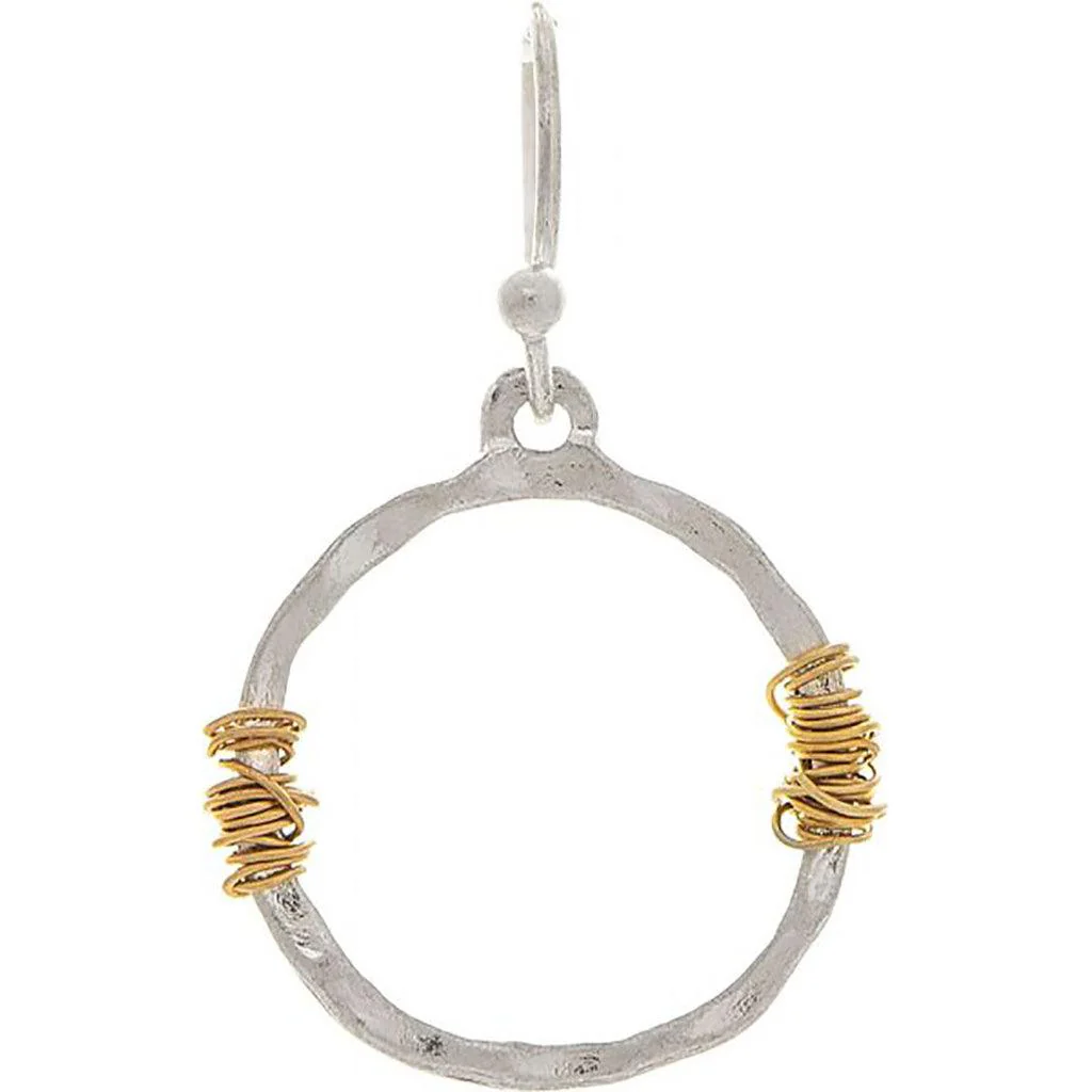 Rain : Two Tone Small Wire Wrap Ring Earrings