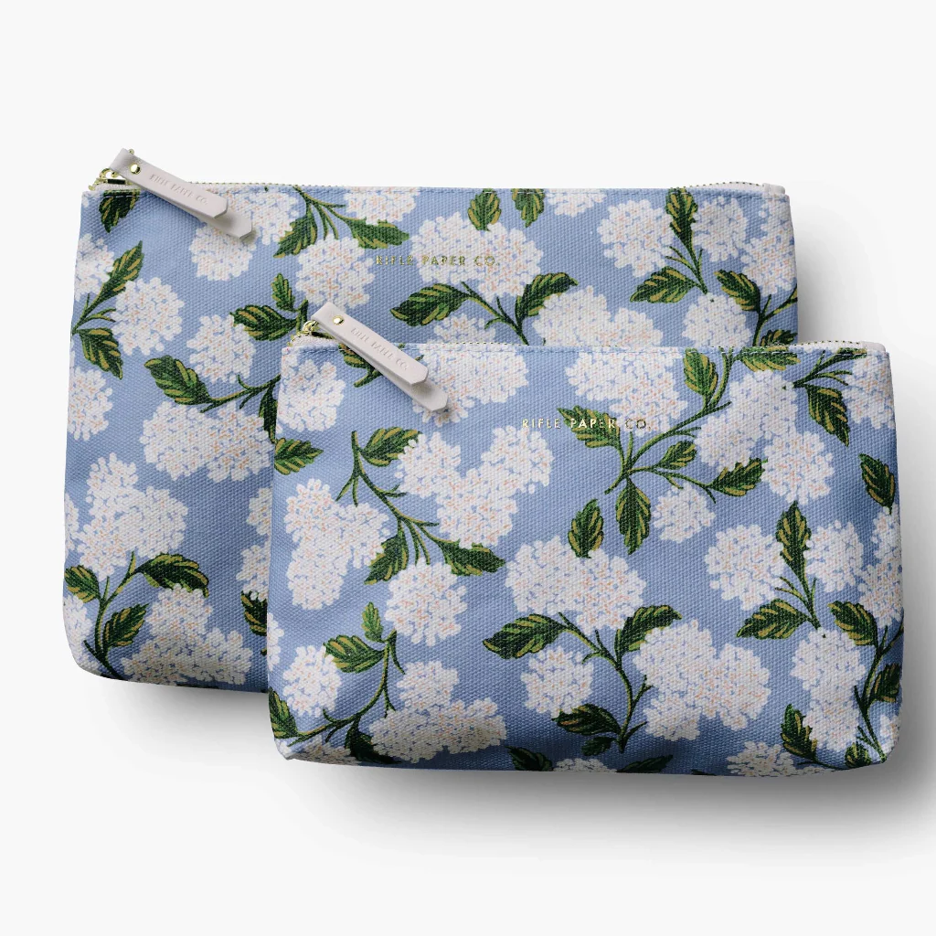 Rifle Paper Co : Hydrangea Zippered Pouch Set