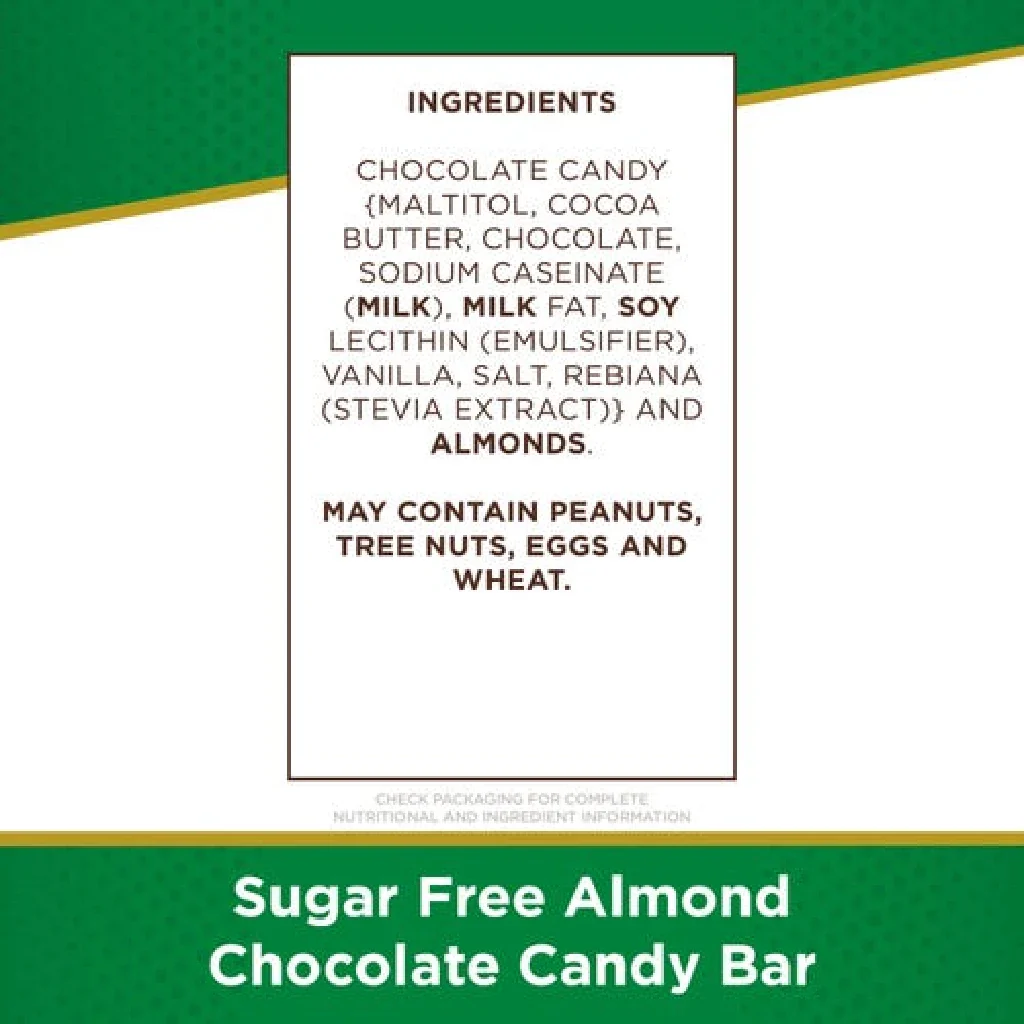 Russell Stover : Sugar Free Almond Chocolate Candy Bar - Image 3