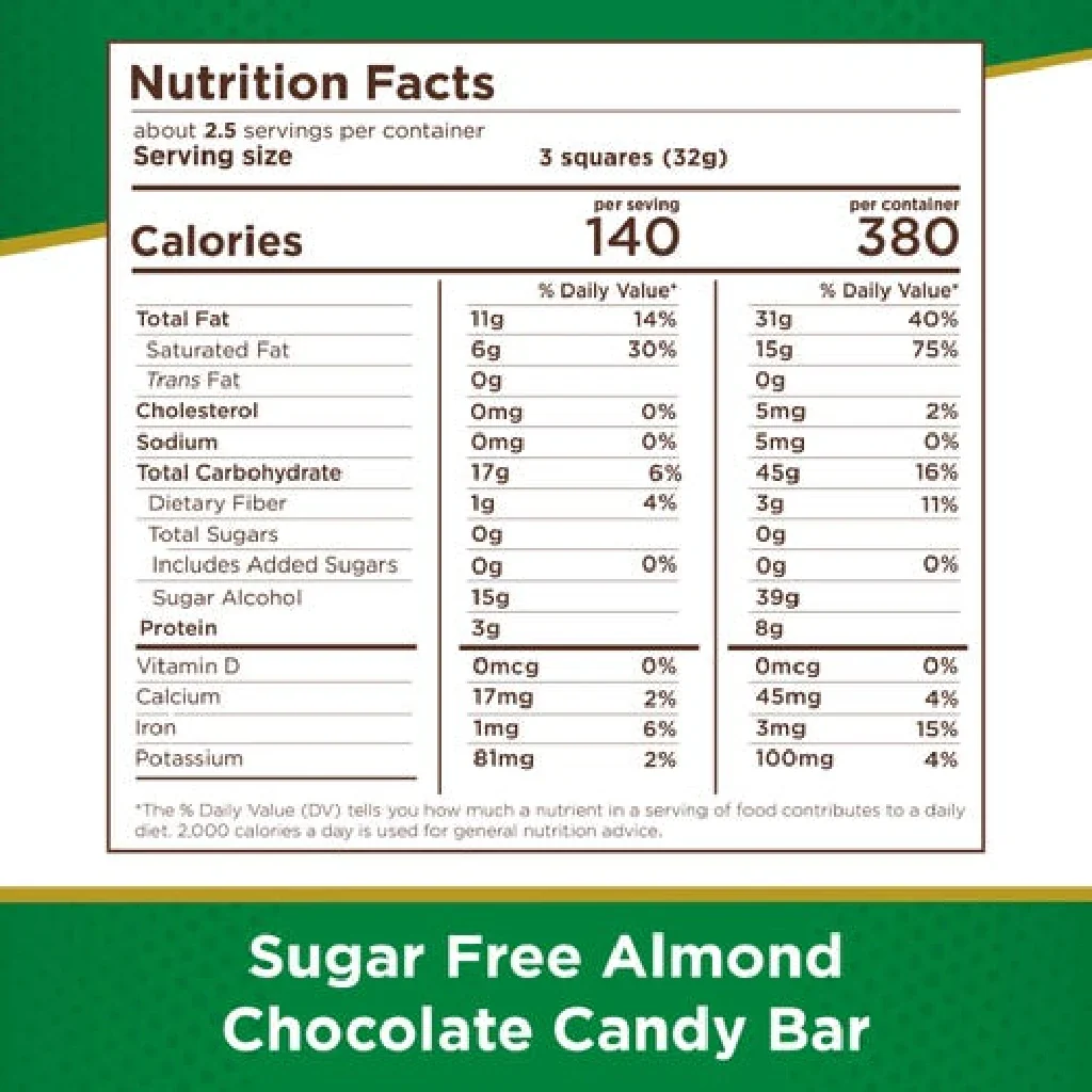Russell Stover : Sugar Free Almond Chocolate Candy Bar - Image 4