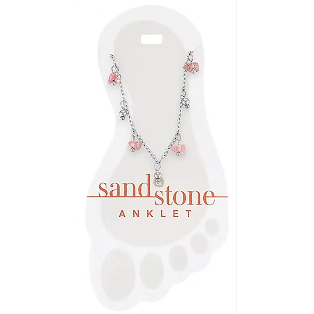 Sand & Stone : Pink Natural Stone Anklet - Silver