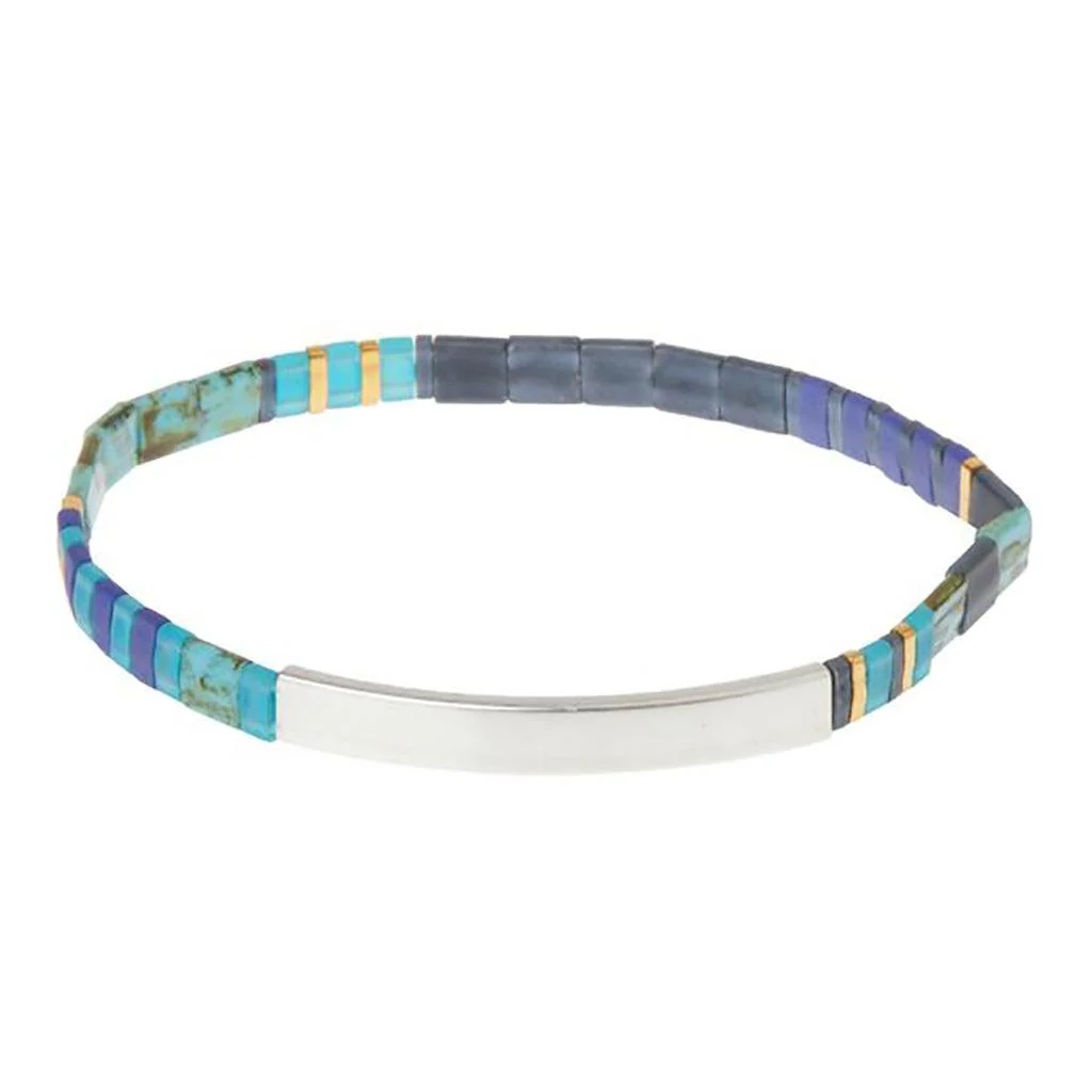 Scout Curated Wears : Good Karma Miyuki Bracelet - "Brave" - Cobalt/Silver - Image 2