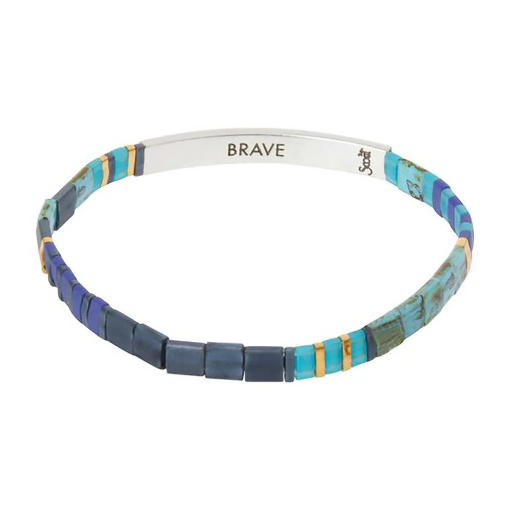 Scout Curated Wears : Good Karma Miyuki Bracelet - "Brave" - Cobalt/Silver - Image 3