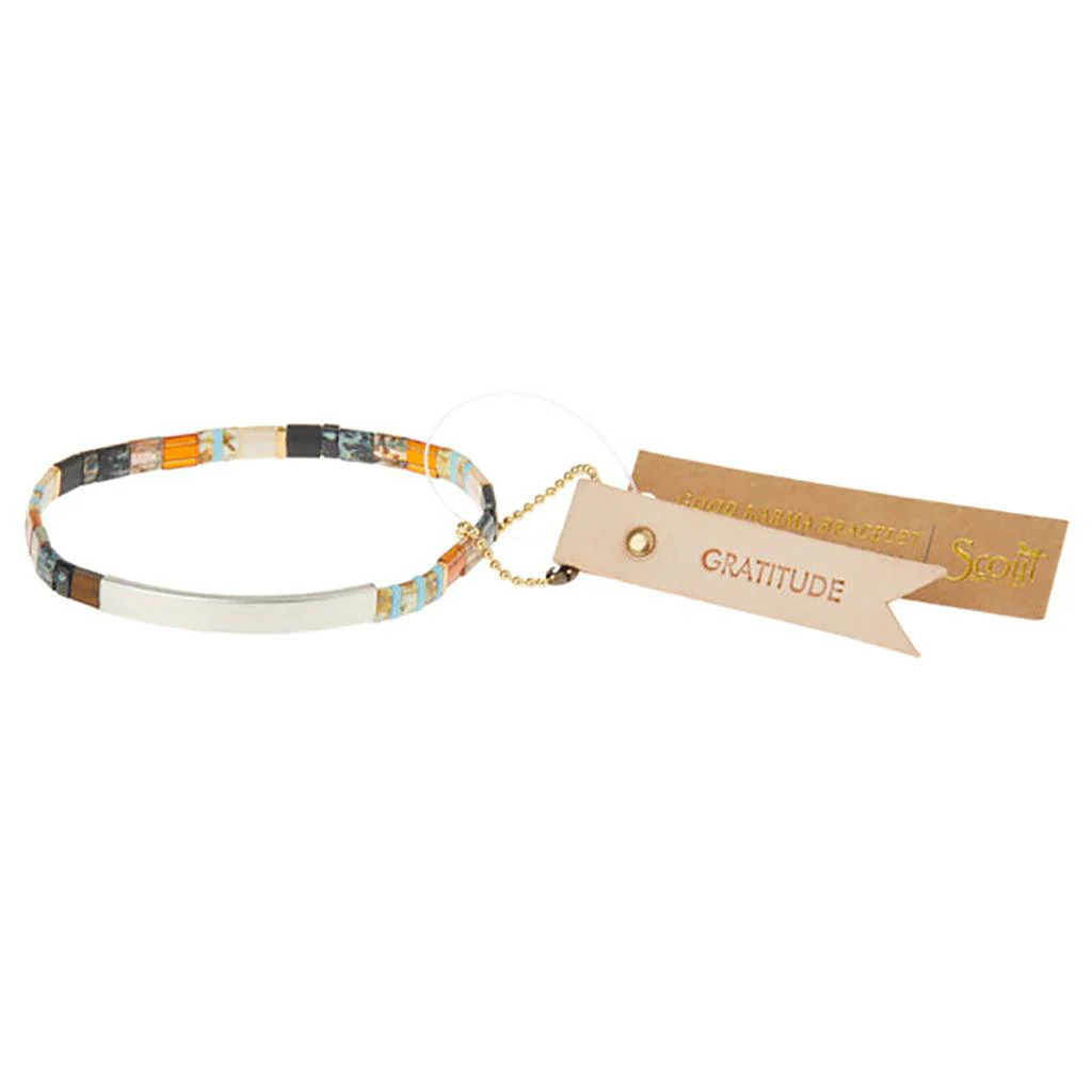 Scout Curated Wears : Good Karma Miyuki Bracelet - "Gratitude" - Earth/Sky/Silver