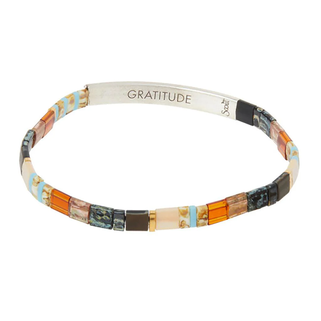Scout Curated Wears : Good Karma Miyuki Bracelet - "Gratitude" - Earth/Sky/Silver - Image 2