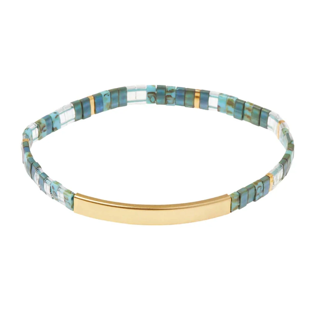 Scout Curated Wears : Good Karma Miyuki Bracelet - "Joy & Kindness" - Marine/Gold