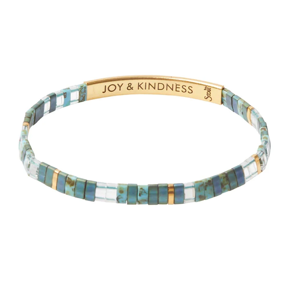 Scout Curated Wears : Good Karma Miyuki Bracelet - "Joy & Kindness" - Marine/Gold - Image 2