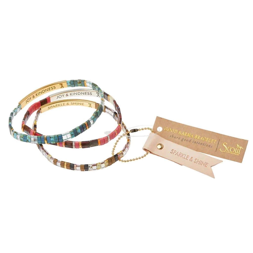 Scout Curated Wears : Good Karma Miyuki Bracelet - "Joy & Kindness" - Marine/Gold - Image 3