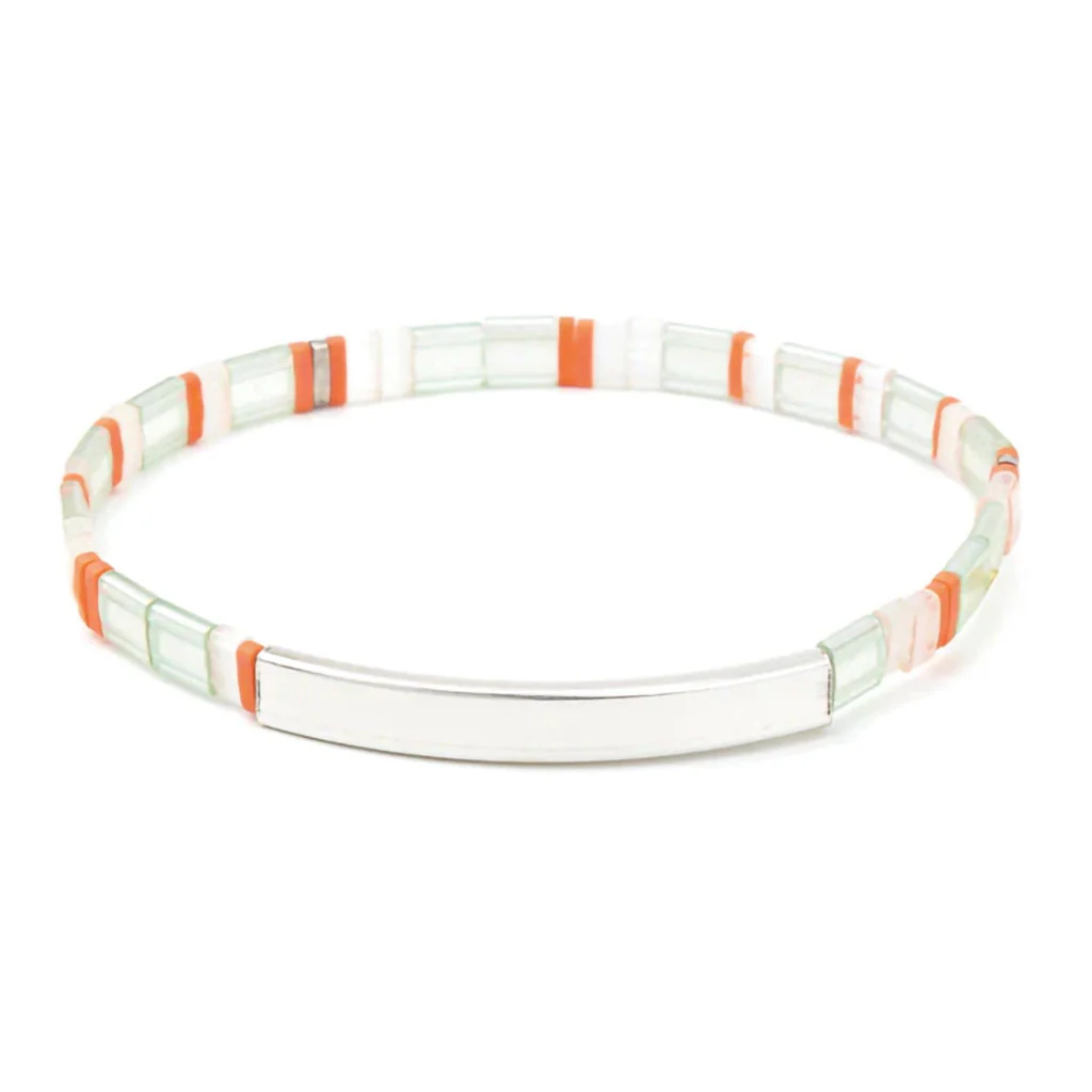 Scout Curated Wears : Good Karma Miyuki Bracelet "One Of A Kind" - Mist/Salmon/Silver