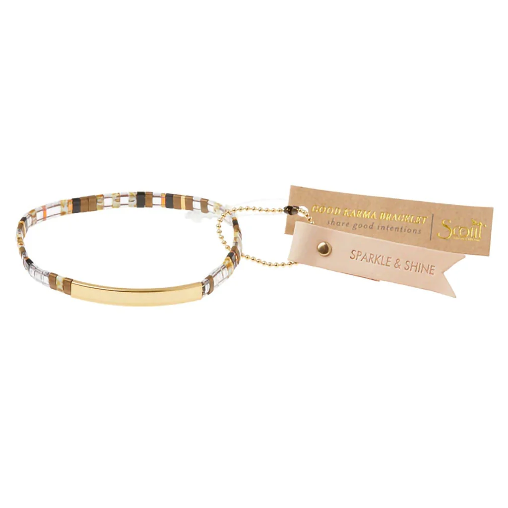 Scout Curated Wears : Good Karma Miyuki Bracelet - "Sparkle & Shine" - Topaz/Gold - Image 6
