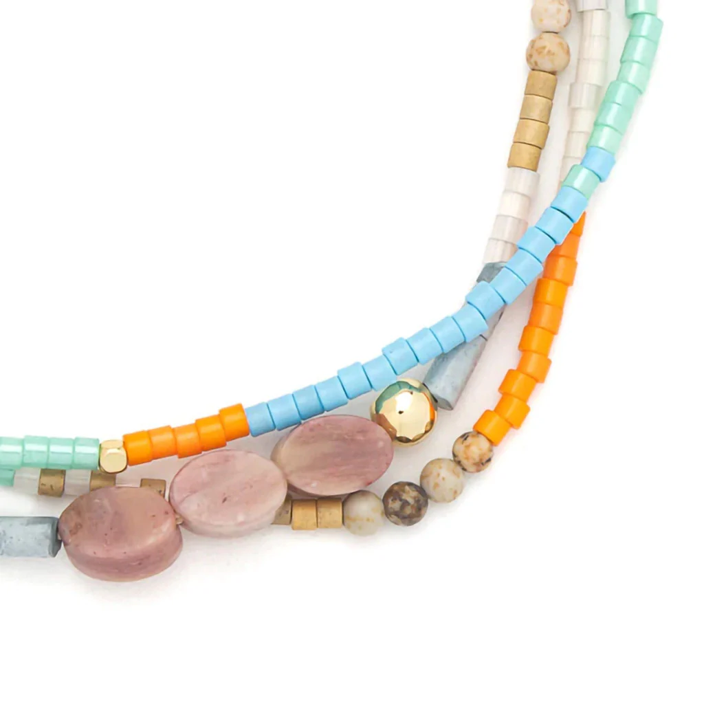 Scout Curated Wears : Mixed Media Bracelet - Love/Rhodochrosite/Gold - Image 2