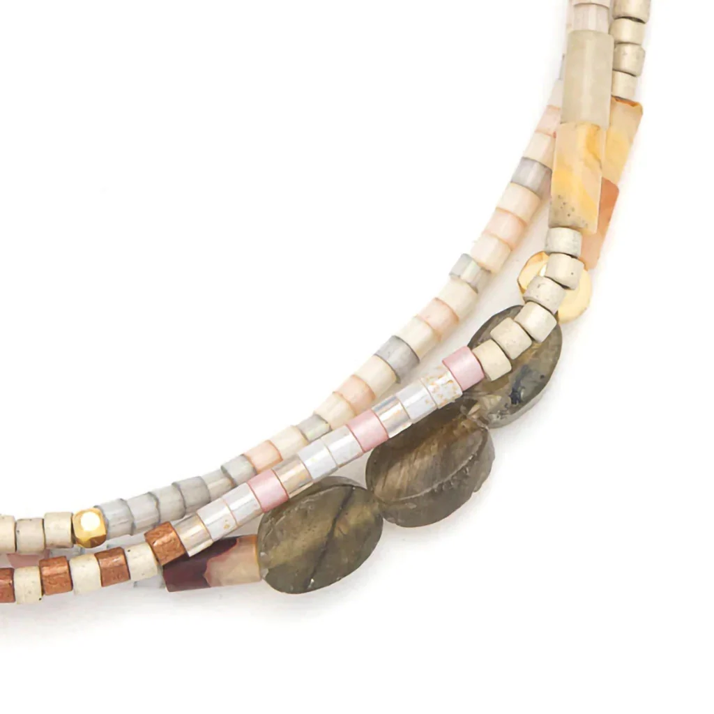 Scout Curated Wears : Mixed Media Bracelet - Labradorite/Gold - Image 2