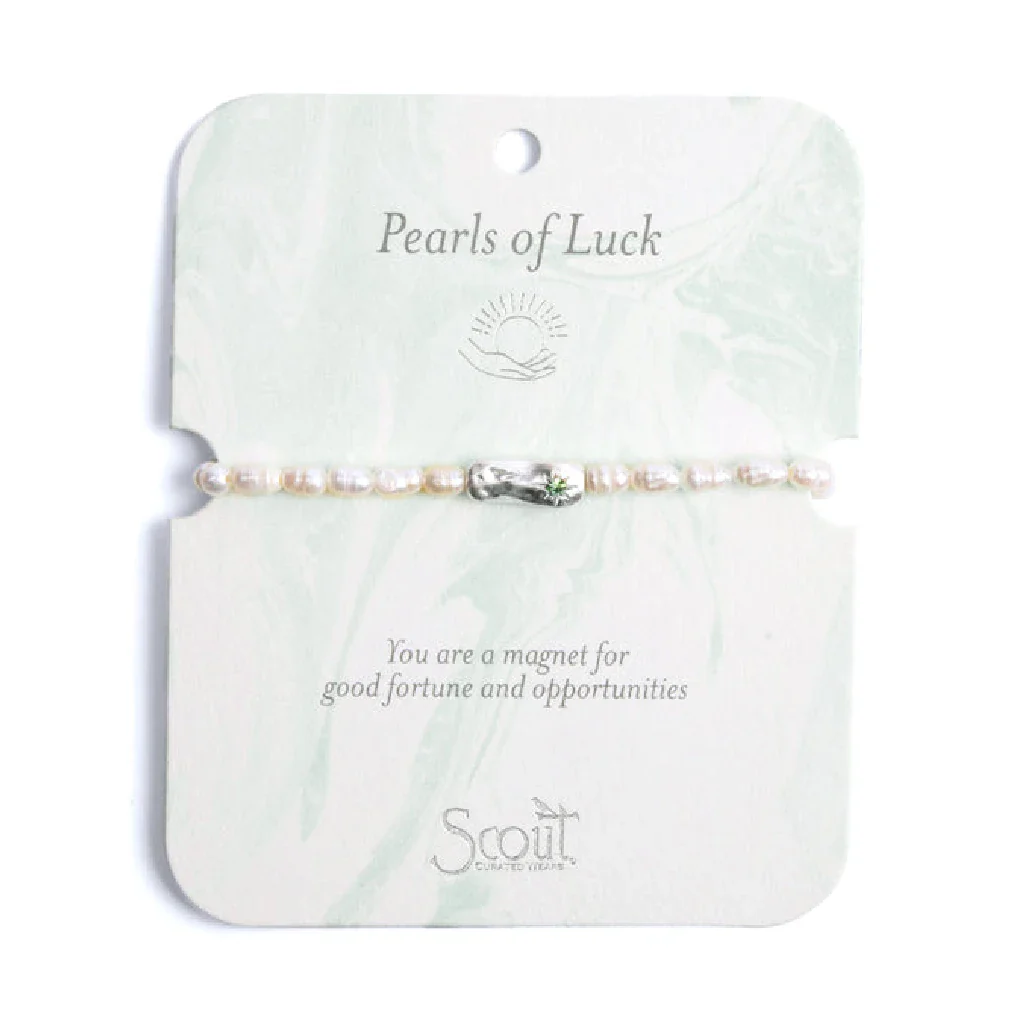 Scout Curated Wears : Pearl Affirmation Bracelet - Luck/Silver