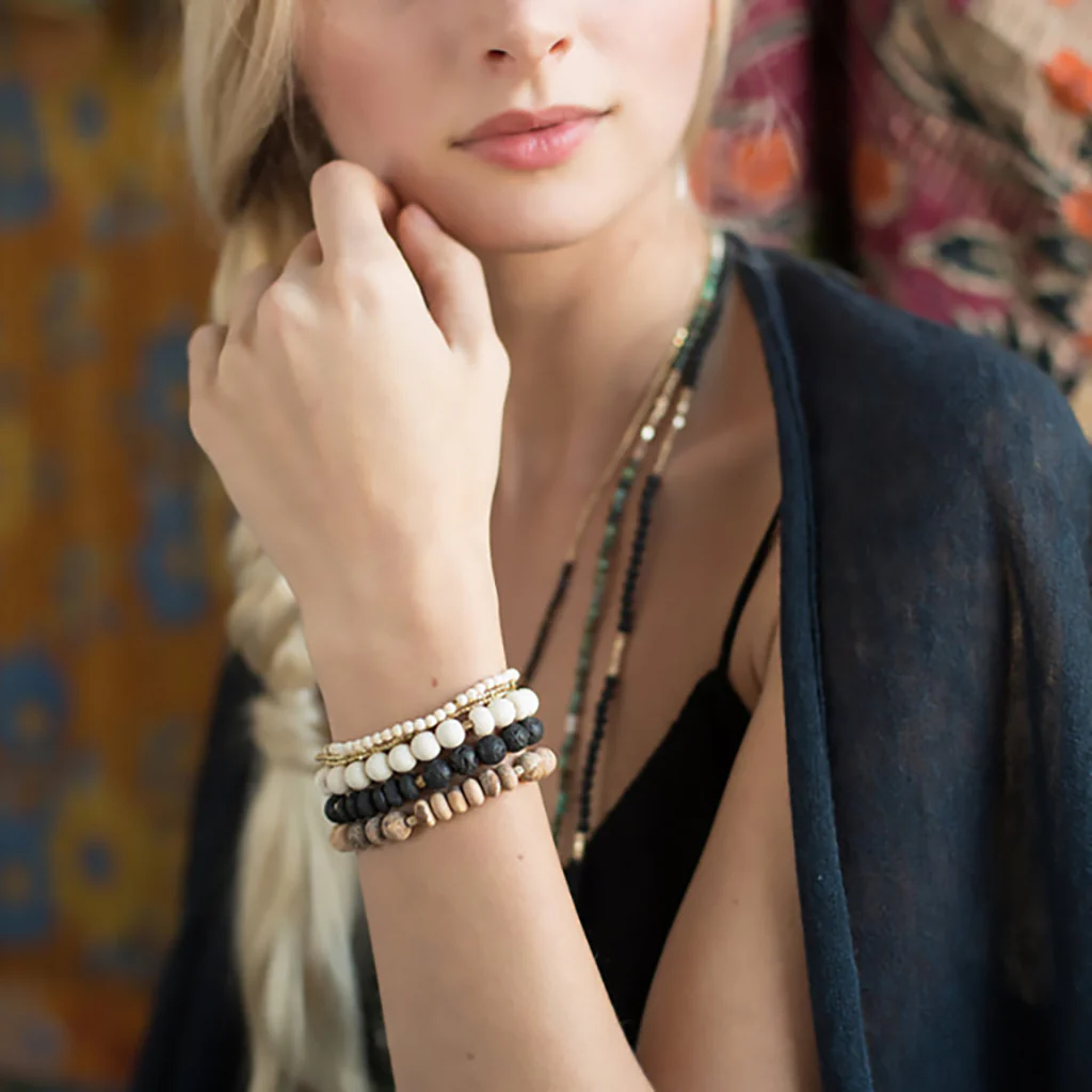Scout Curated Wears : Stone Stack Bracelet - Rose Quartz - Image 3