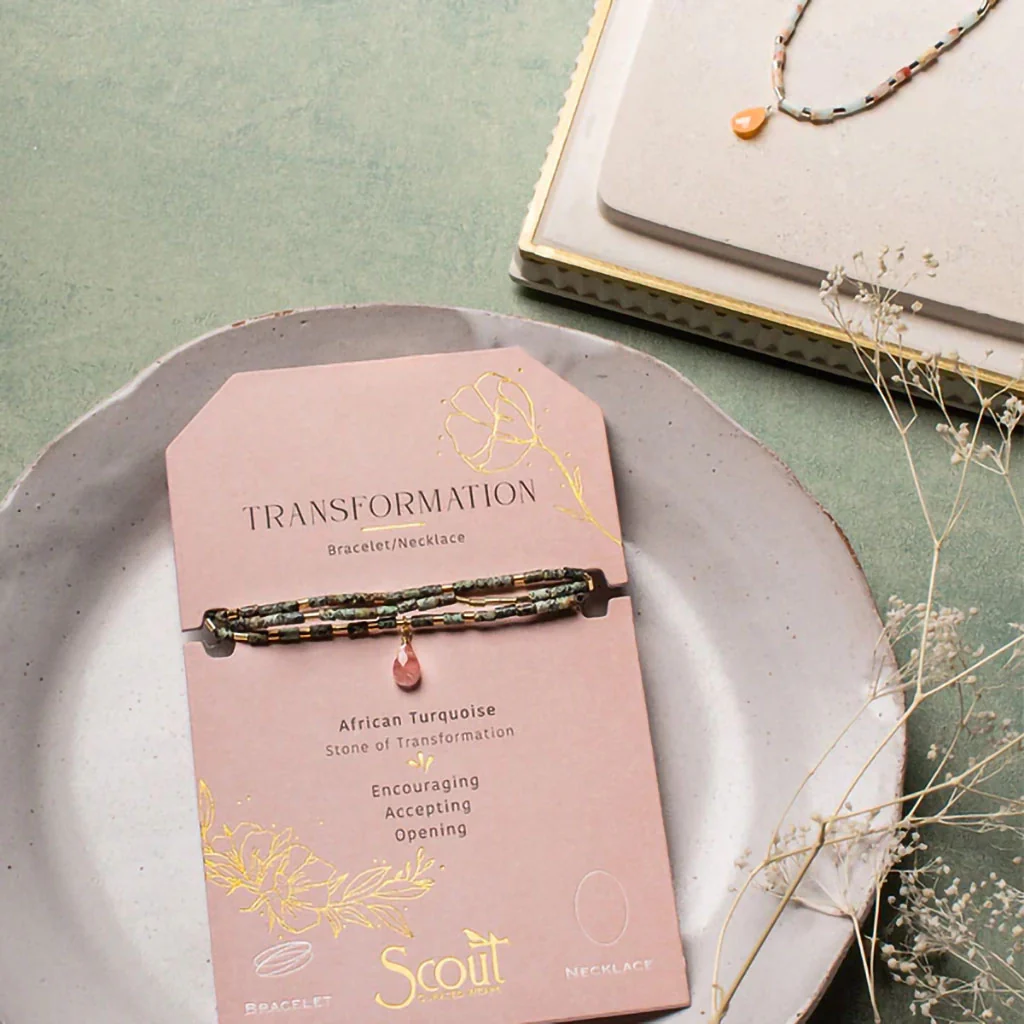 Scout Curated Wears : Teardrop Stone Wrap Blue Howlite/Sunstone/Gold - Stone of Harmony