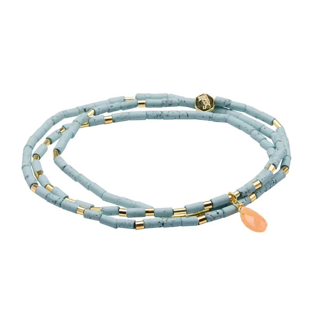 Scout Curated Wears : Teardrop Stone Wrap Blue Howlite/Sunstone/Gold - Stone of Harmony - Image 2