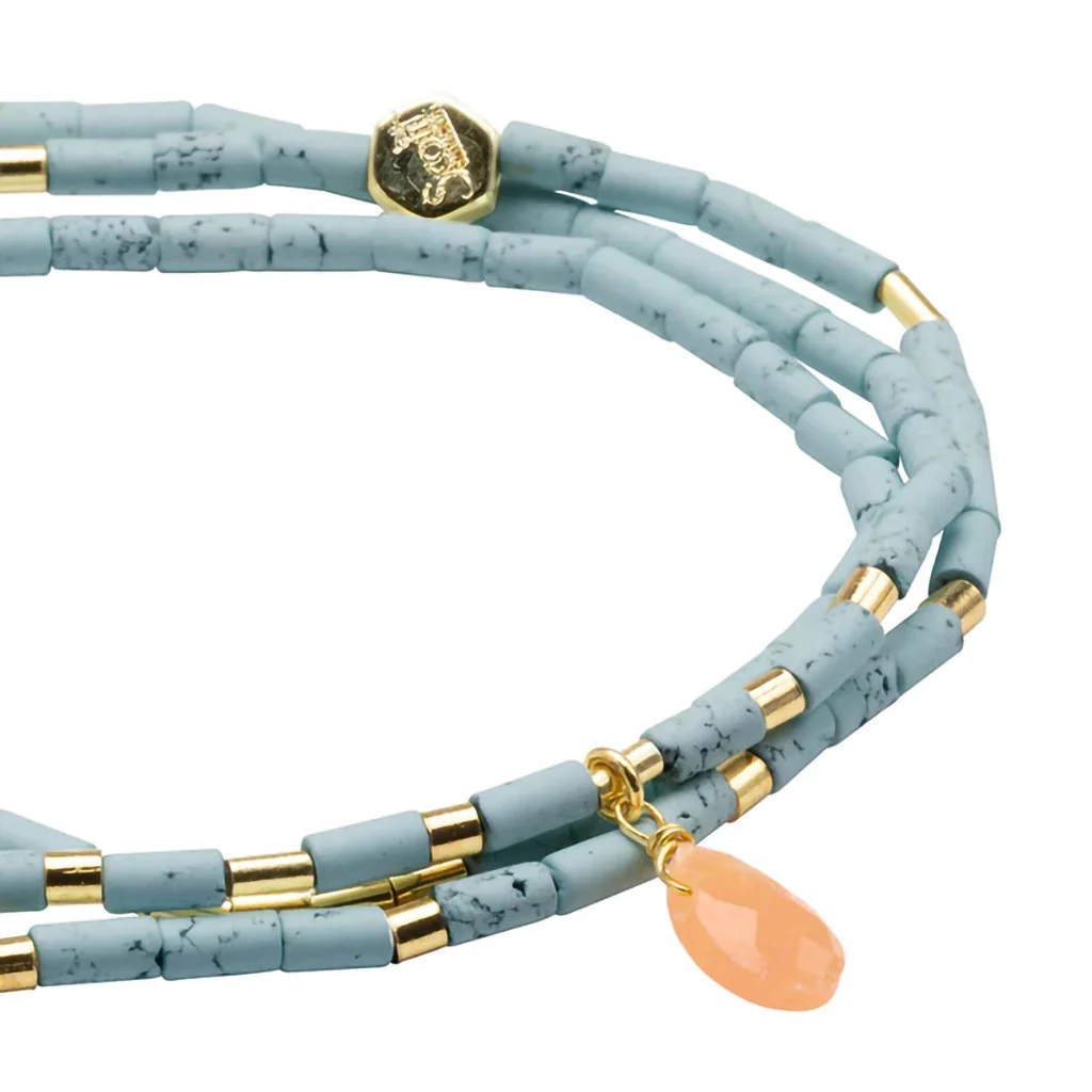 Scout Curated Wears : Teardrop Stone Wrap Blue Howlite/Sunstone/Gold - Stone of Harmony - Image 3