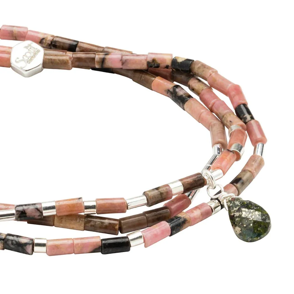 Scout Curated Wears : Teardrop Stone Wrap Rhodonite/Pyrite/Silver - Stone of Healing - Image 3