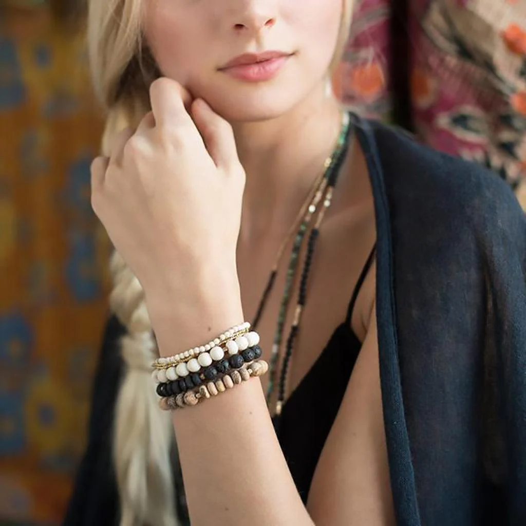 Scout Curated Wears : White Fossil Stone Bracelet - Stone of Nurturing - Image 3
