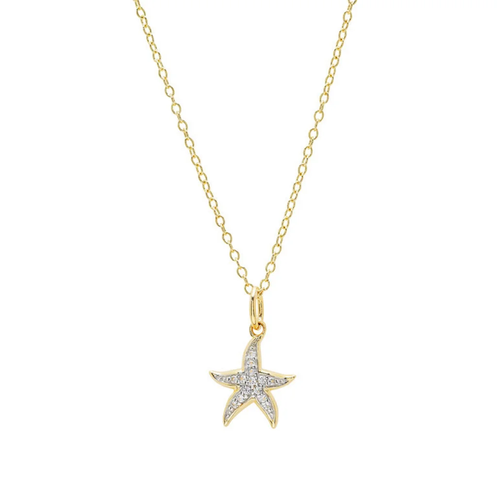 Shanore : 14kt Gold Vermeil white Sapphire Star Fish Necklace - Image 2