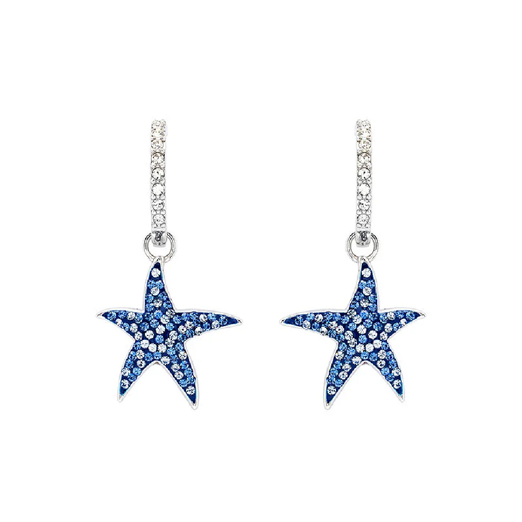 Shanore : Sterling Silver Sapphire Blue Starfish Earrings