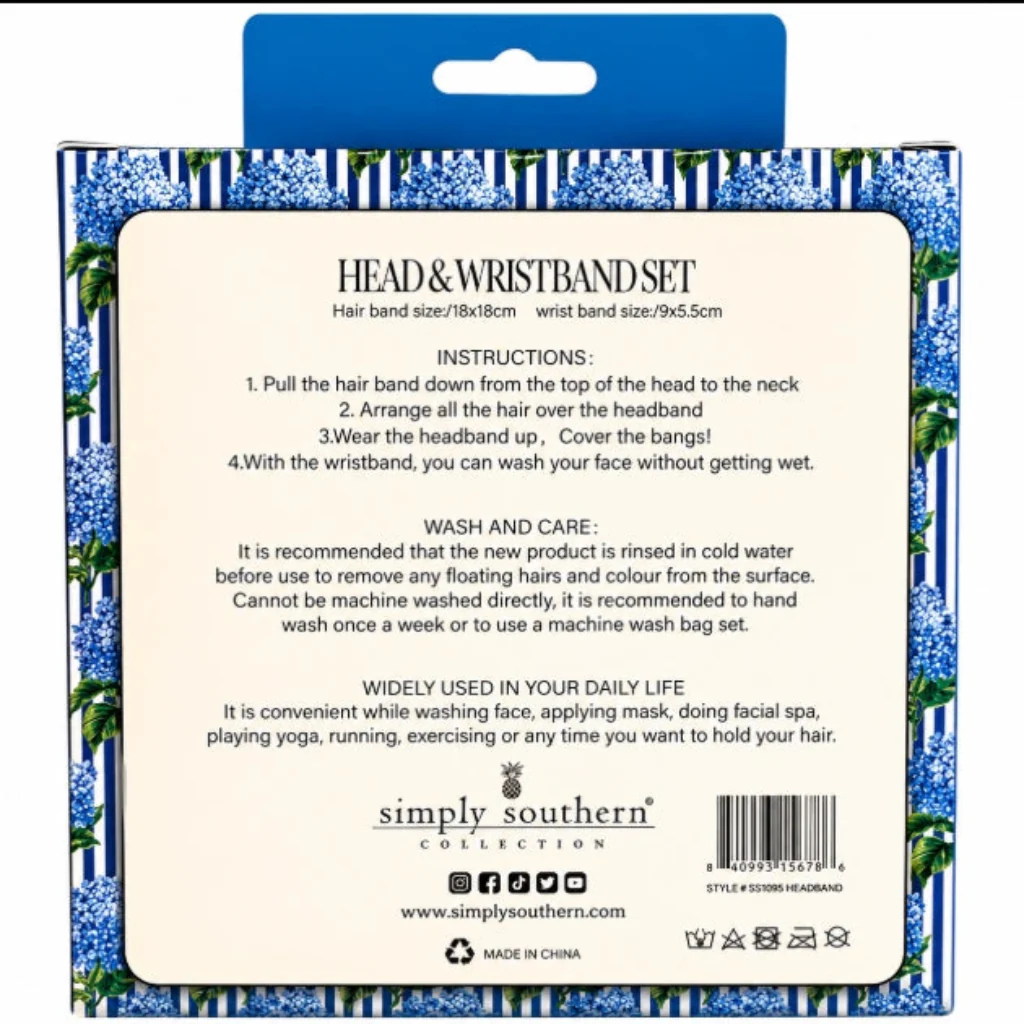 Simply Southern : Spa Blue Headband & Wristband Face Cleaning Set - Image 3