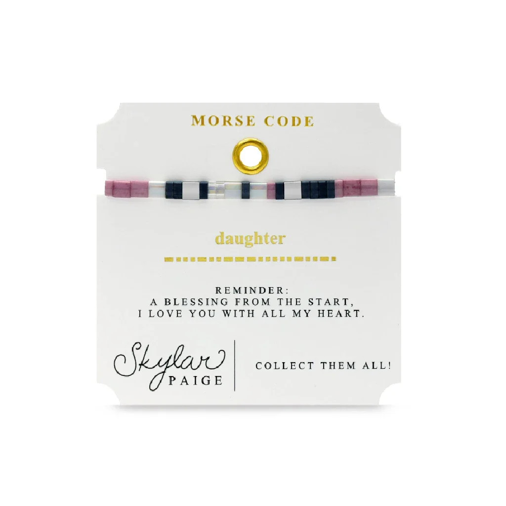 Stia : DAUGHTER - Morse Code Tila Beaded Bracelet