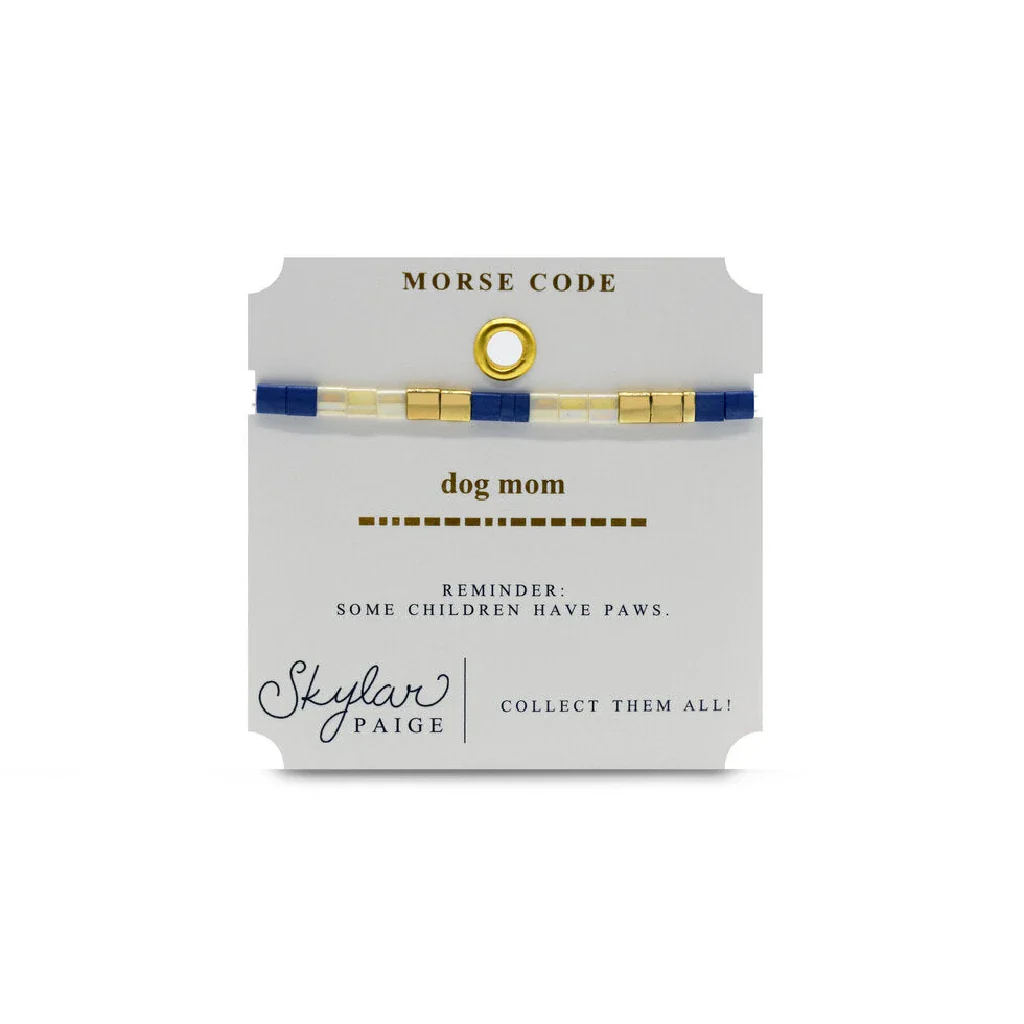 Stia : DOG MOM - Morse Code Tila Beaded Bracelet