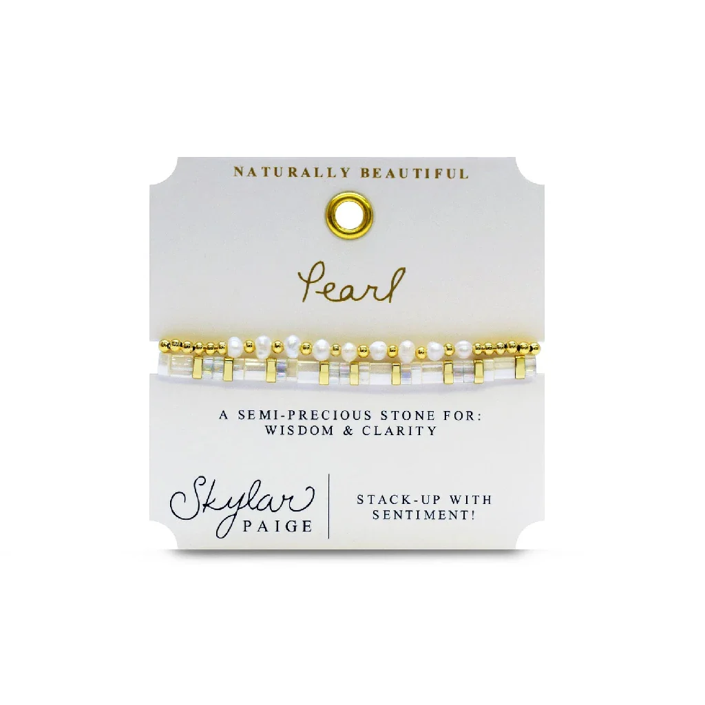 Stia : Naturally Beautiful - Pearl Morse Code Braclet