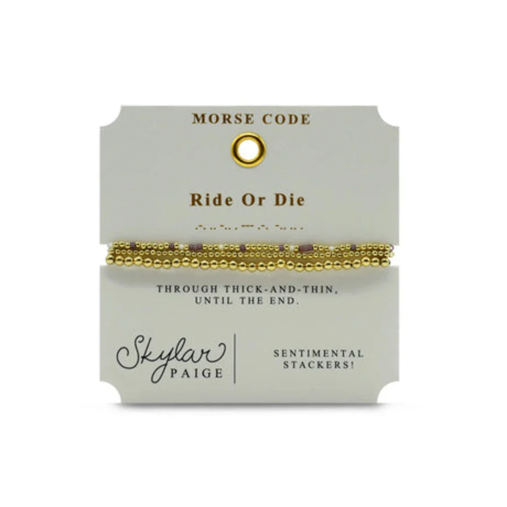 Stia : Ride or Die - Morse Code Sentimental Stackers Bracelet