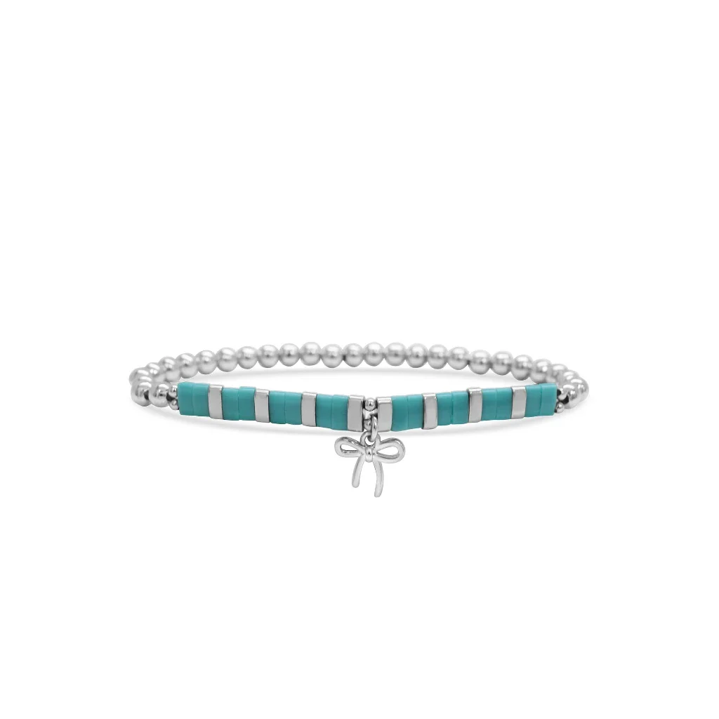 Stia : So Charming - Bead it! Bow Turquoise Bracelet - Image 2