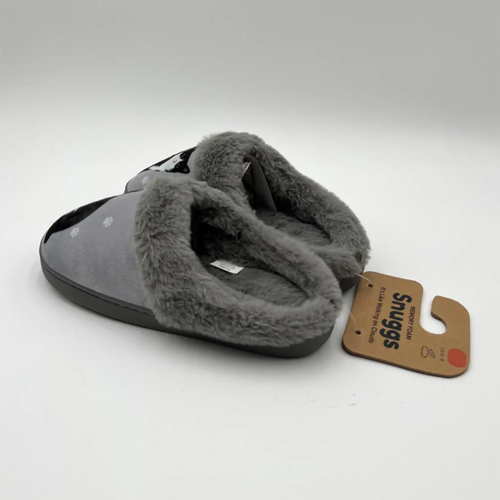 Snuggs : Black and White Cat Slippers - Image 3
