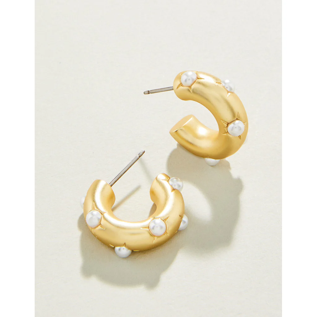 Spartina 449 : Chubby Hoop Earrings - Pearl