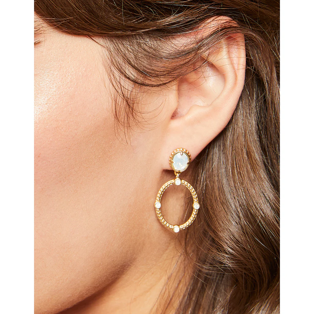 Spartina 449 : Cristal Oval Drop Earrings - White Opal - Image 2