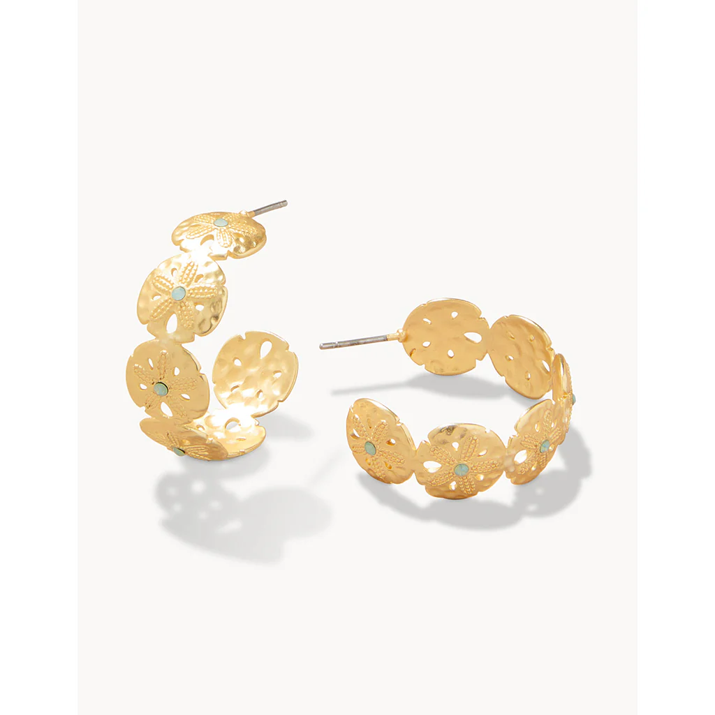 Spartina 449 : Sand Dollar Hoop Earrings - Sea Foam