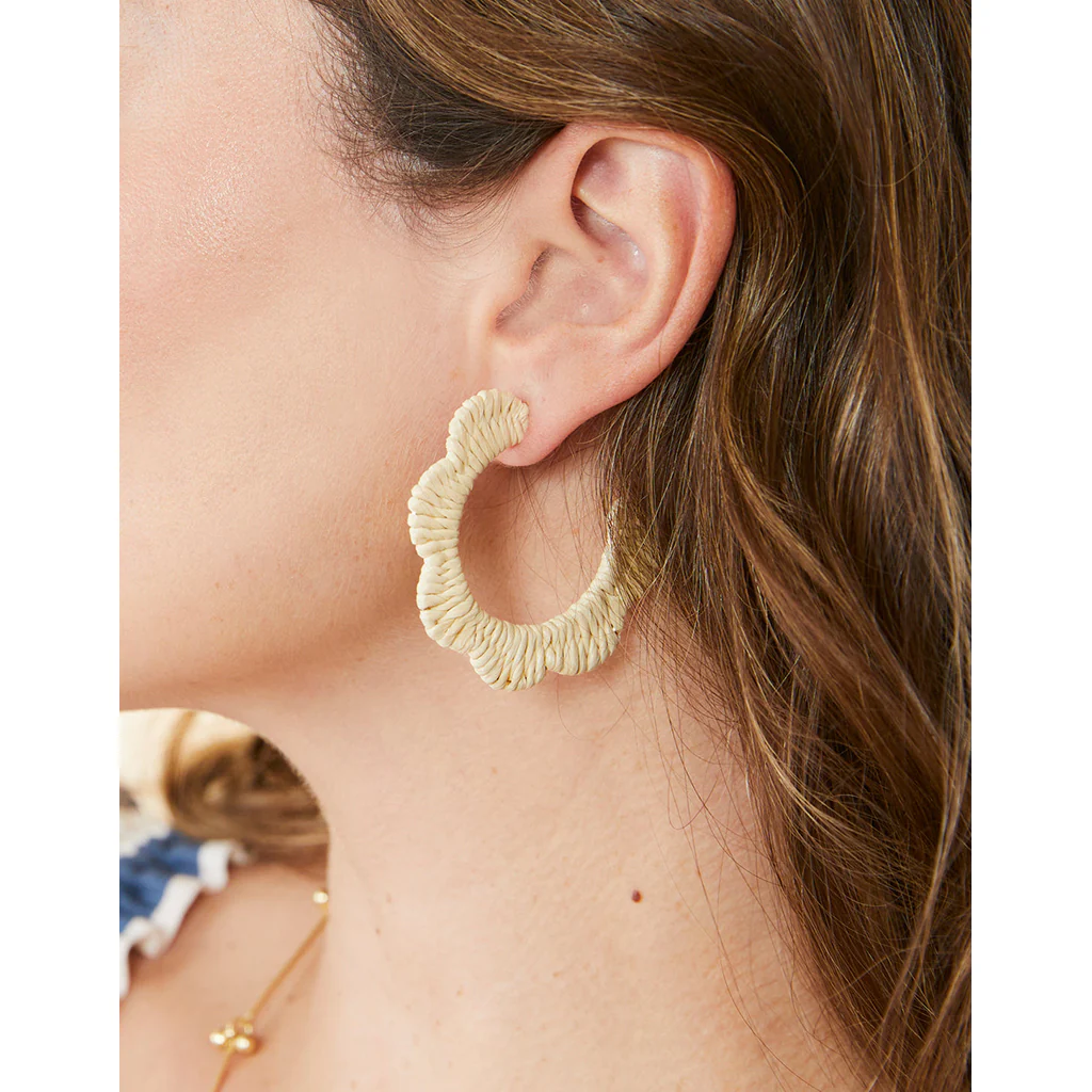 Spartina 449 : Scalloped Straw Hoop Earrings - Image 2