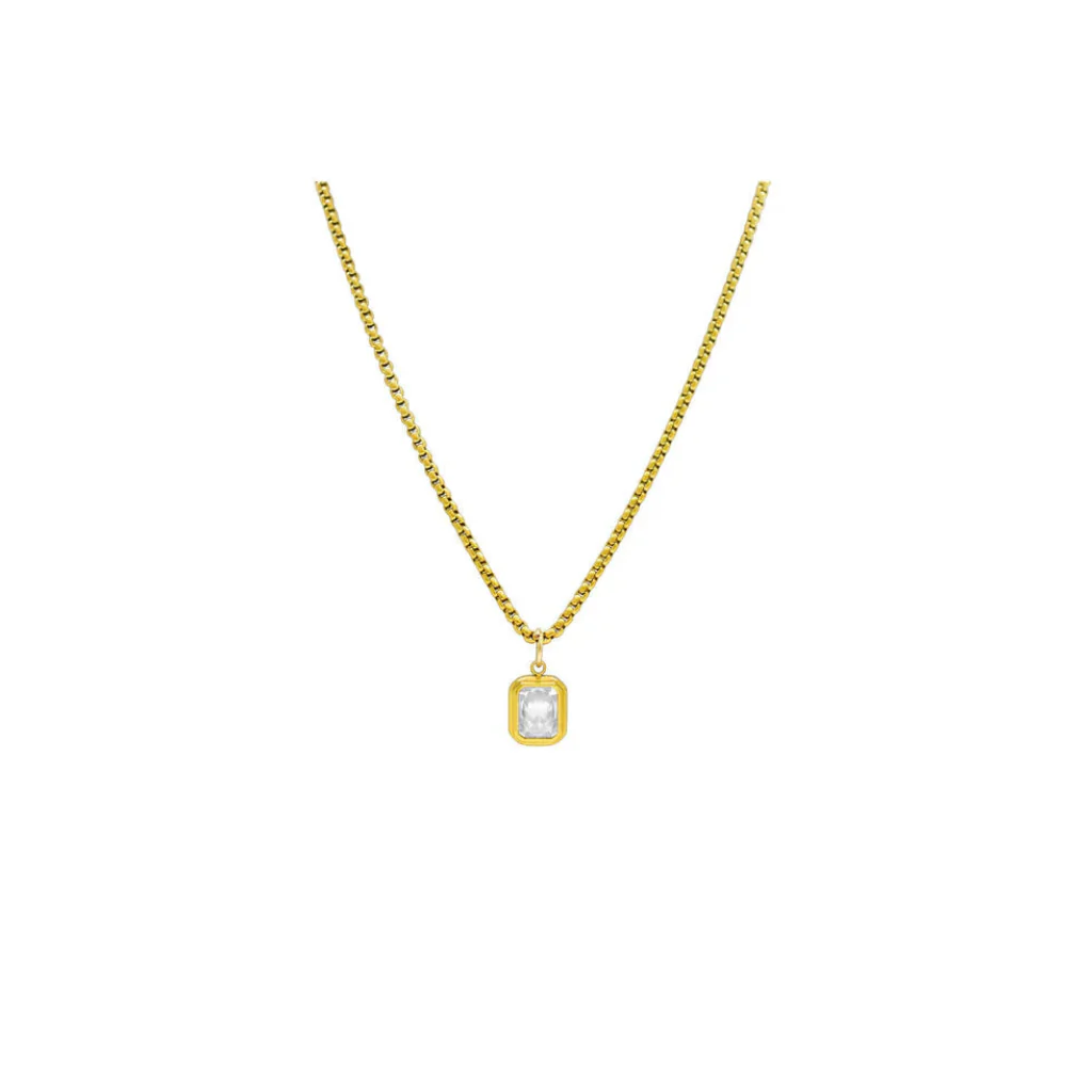 Stia : Bezel Baguette with Box Chain - Gold