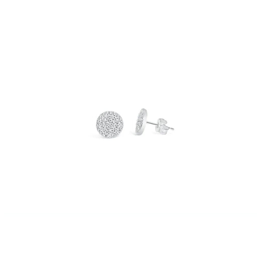 Stia : Pretty Party Earring Pavé Disk Stud in Silver