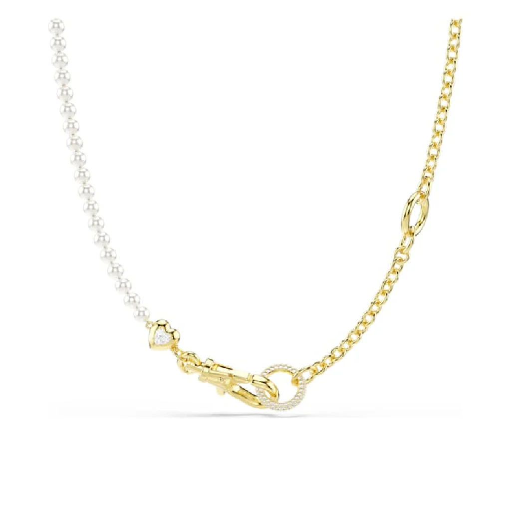 Swarovski : Crystal Pearl White, Gold-tone Plated Necklace