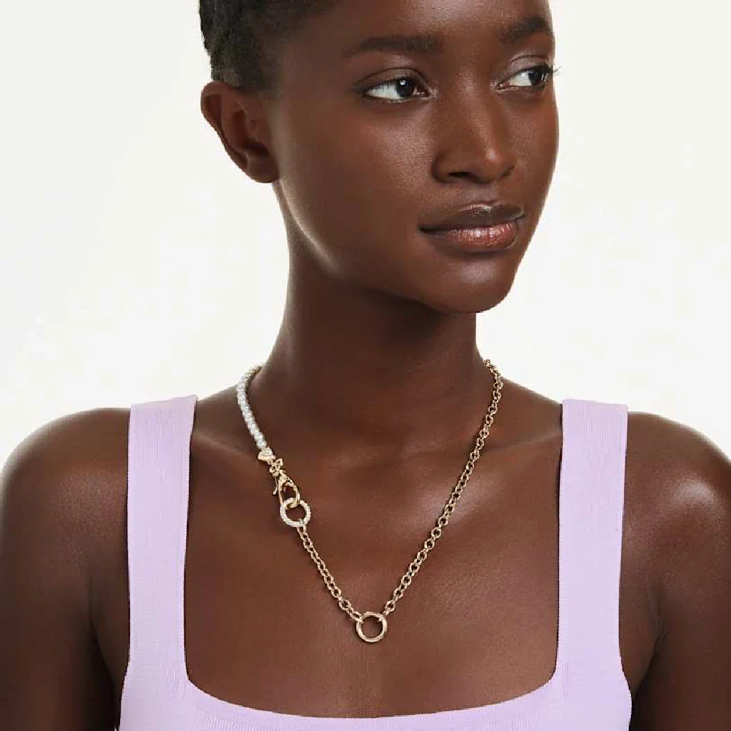 Swarovski : Crystal Pearl White, Gold-tone Plated Necklace - Image 4