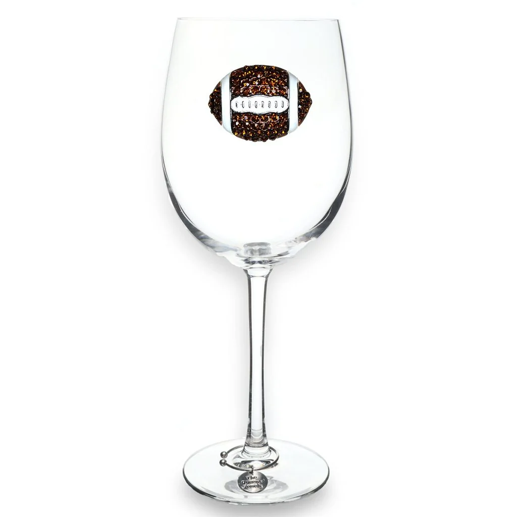 The Queens' Jewels : Football Jeweled Glassware Stemmed Wineglass