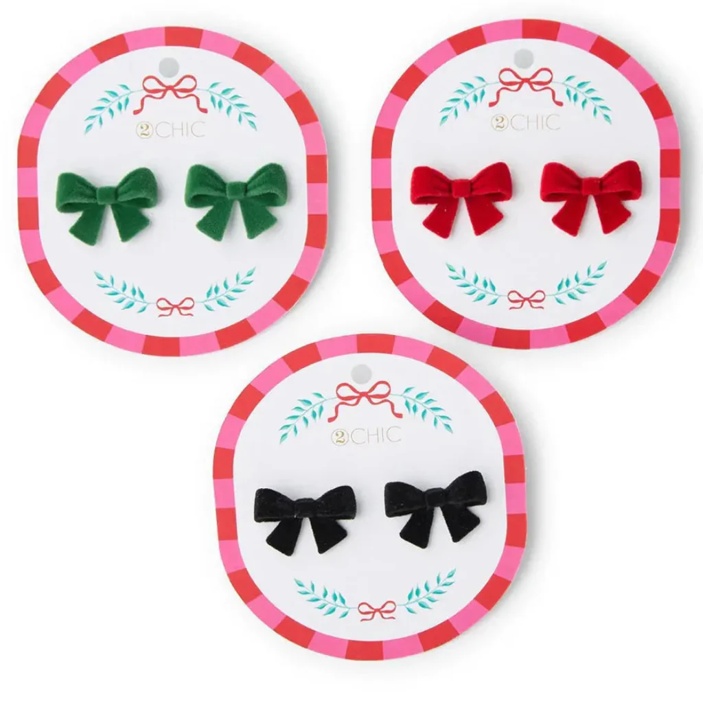 Two's Company : Holiday Velvet Bow Earrings