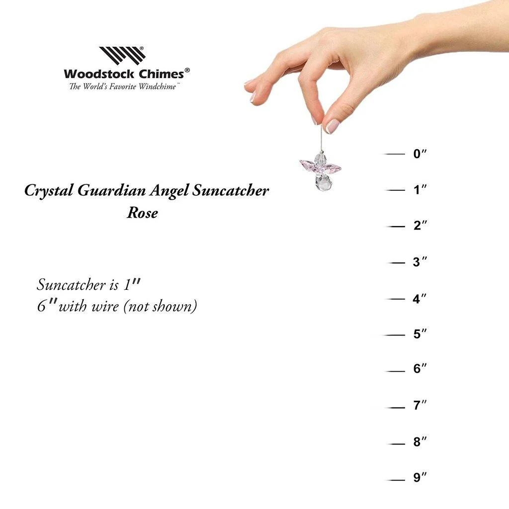 Woodstock Chimes : Crystal Guardian Angel Suncatcher - Rose (October) - Image 4