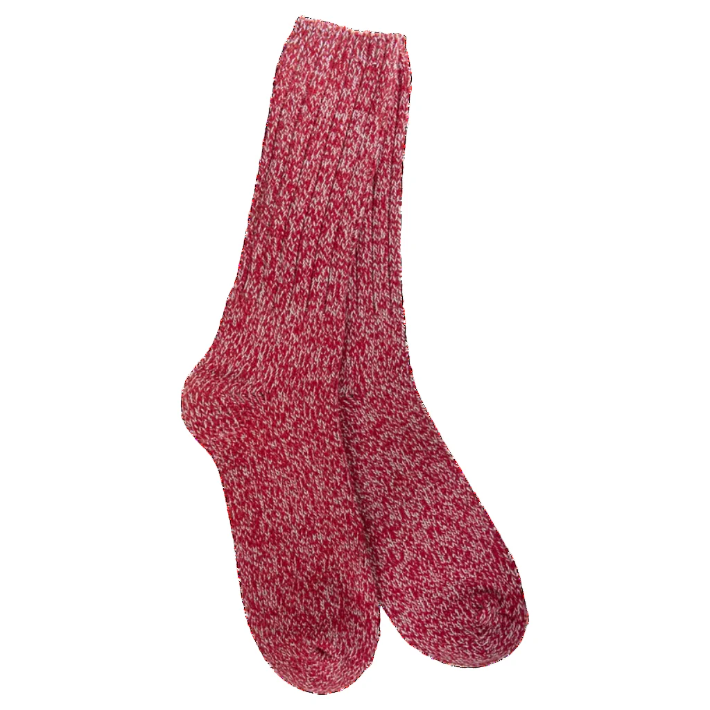 World's Softest Socks : Holiday Gallery Crew - Ragg Crimson