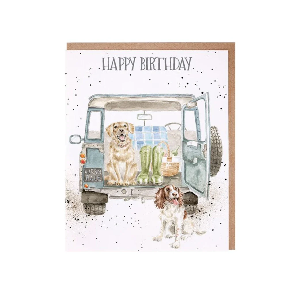 Wrendale : Barking Birthday' Labrador & Spaniel Birthday Card