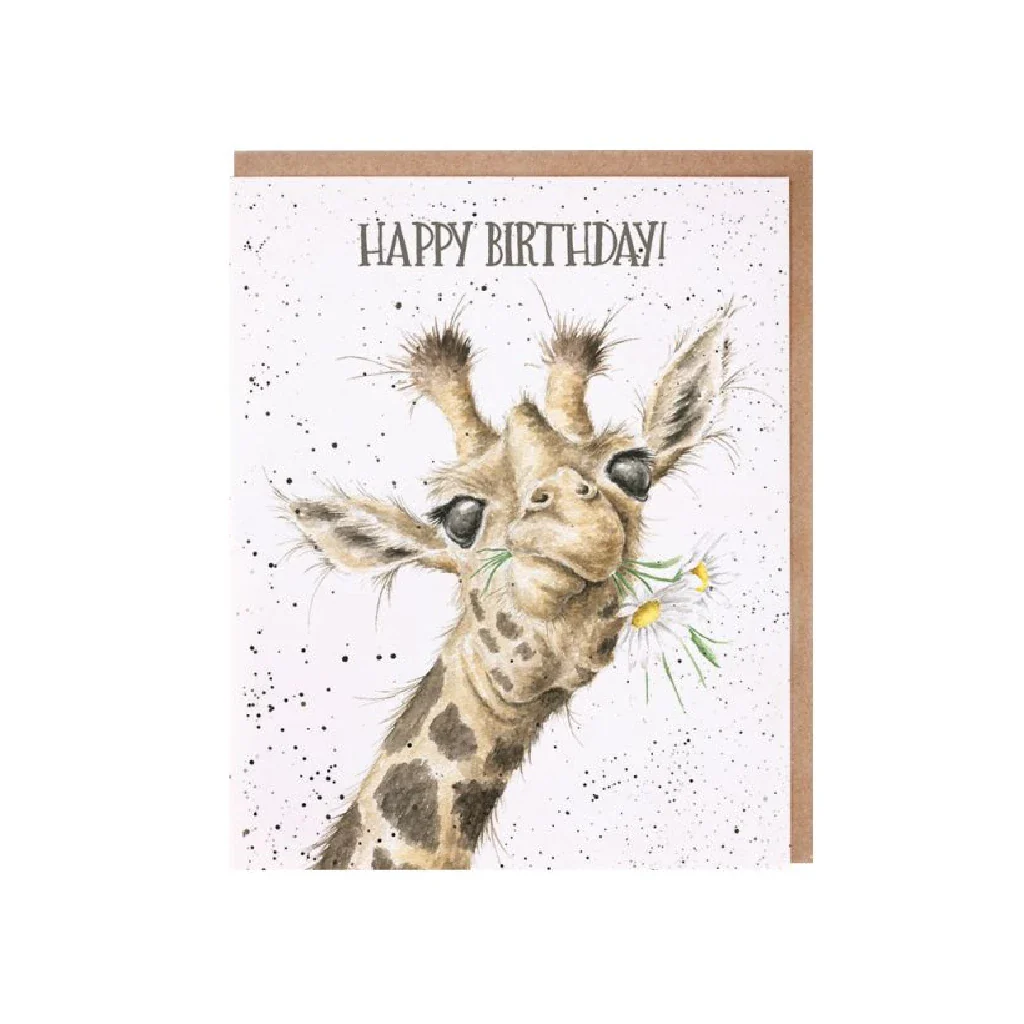 Wrendale : Birthday Flowers' Giraffe Birthday Card