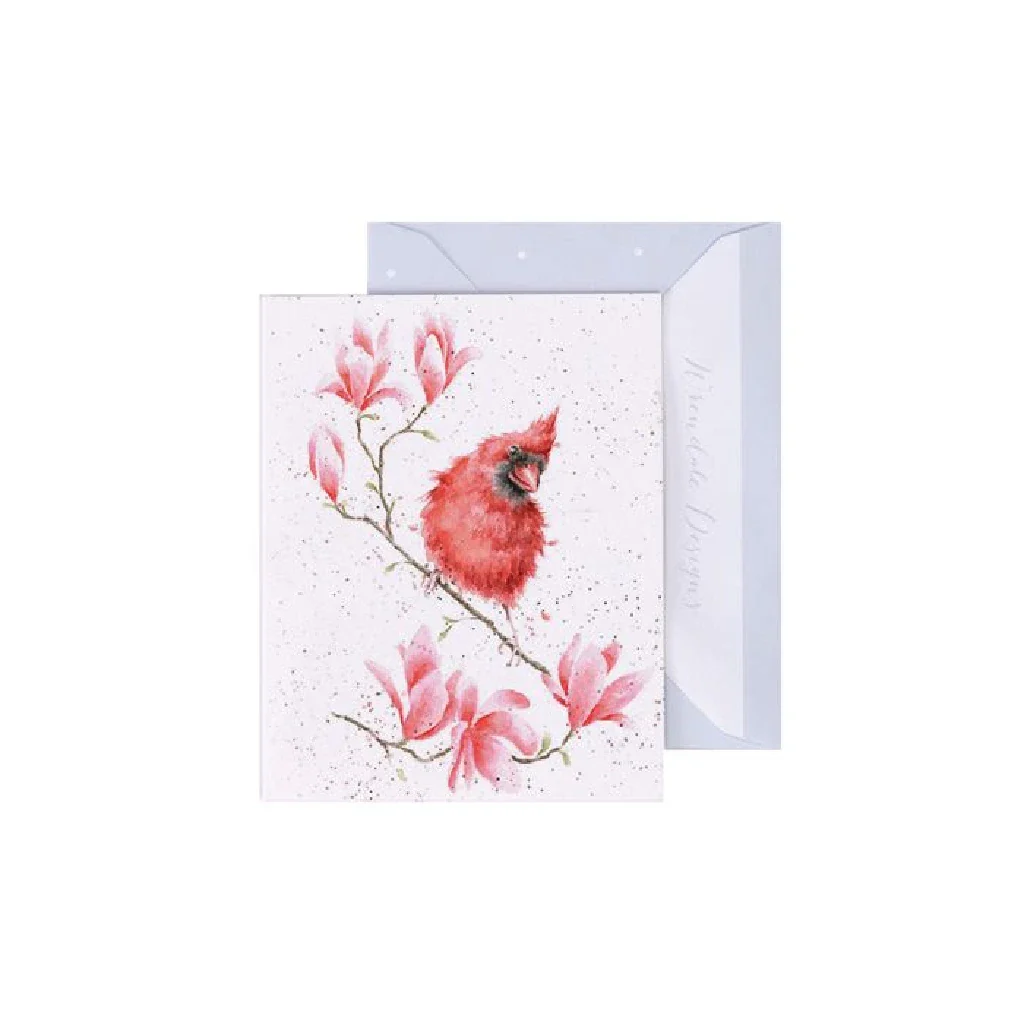 Wrendale : Blossom' Cardinal Bird Enclosure Card