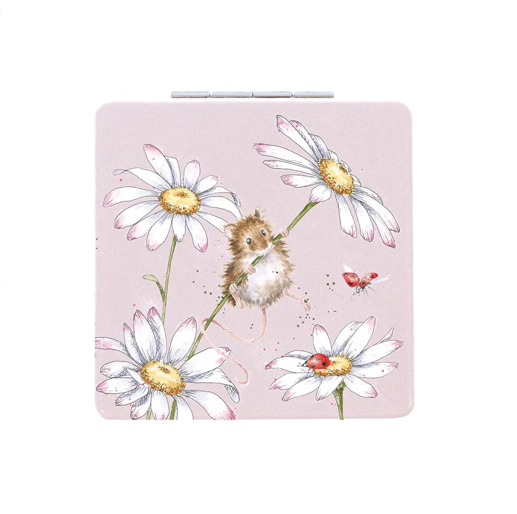Wrendale Designs : Mouse Compact Mirror - Oops a Daisy